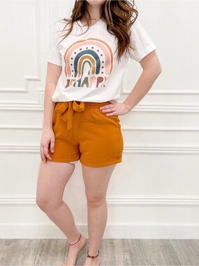 Tie-Waist Ginger Linen Women’s Shorts
